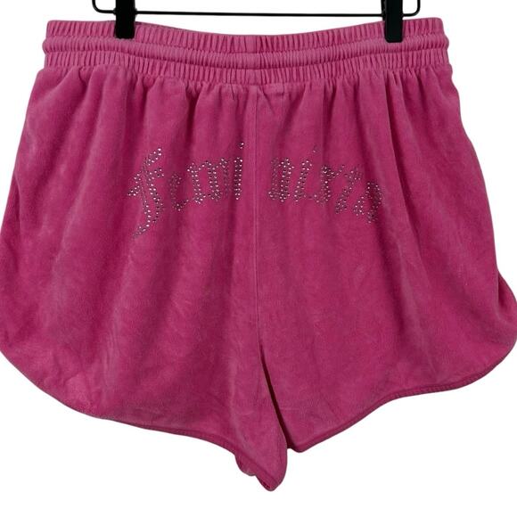 Forever21 Women Velour Rhinestone Bling Bootie Shorts Lounge Casual Pink Size 0X - Picture 1 of 5
